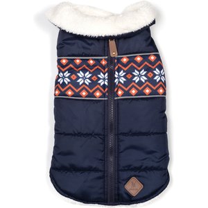 The Worthy Dog Aspen Puffer Dog Coat, Navy, Medium
