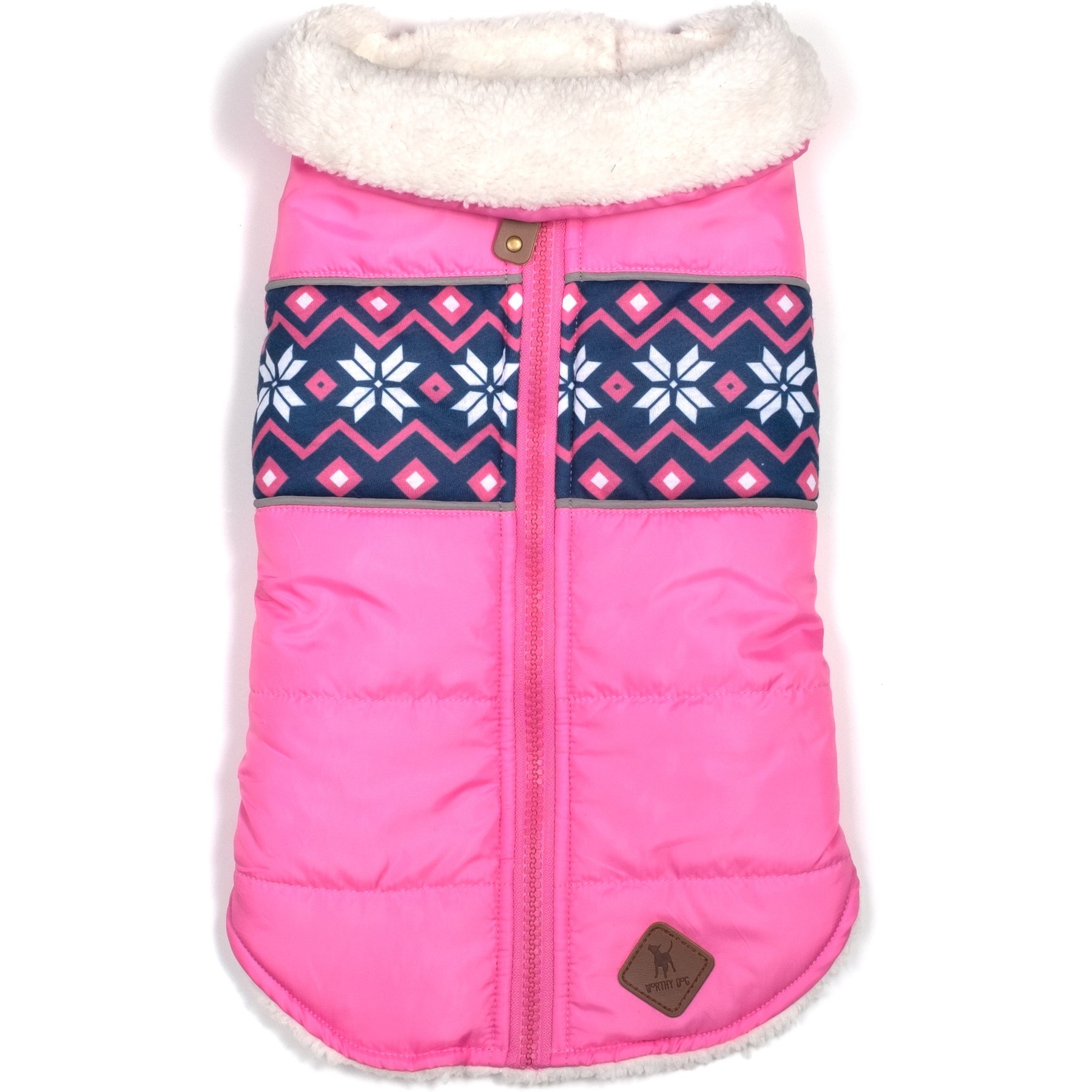 The Worthy Dog Aspen Puffer Dog Coat, Pink, X-Large
