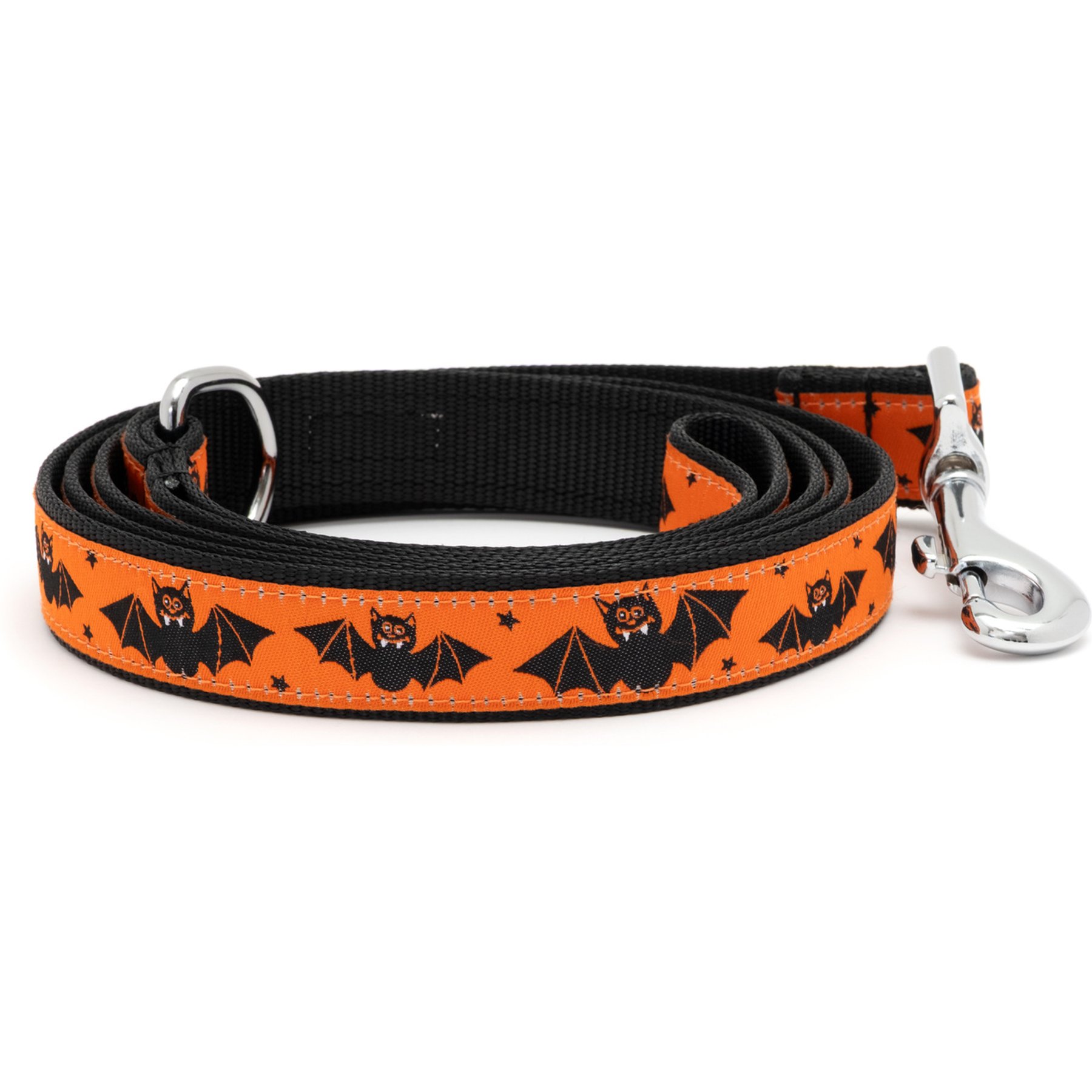 The Worthy Dog Batty Lead Standard Dog Leash, Orange, Large: 5-ft long, 1-in wide