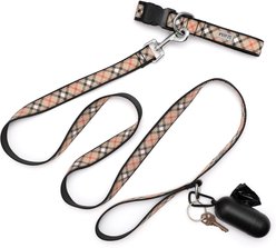 The Worthy Dog Bias Plaid Dog Collar, Tan, Small: 8 to 14-in neck, 5/8-in wide slide 2 of 4