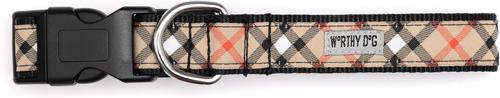 Show full view: The Worthy Dog Bias Plaid Dog Collar, Tan, X-Large: 17 to 23-in neck, 1-in wide slide 3 of 4