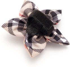 The Worthy Dog Bias Plaid Flower Dog Collar Accessory, Tan, Large slide 2 of 3
