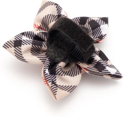 Show full view: The Worthy Dog Bias Plaid Flower Dog Collar Accessory, Tan, Large slide 3 of 4