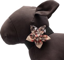 The Worthy Dog Bias Plaid Flower Dog Collar Accessory, Tan, Small slide 2 of 3