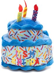The Worthy Dog Birthday Cake Squeaky Plush Dog Toy, Blue