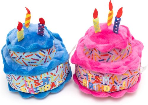 Show full view: The Worthy Dog Birthday Cake Squeaky Plush Dog Toy, Pink slide 2 of 2