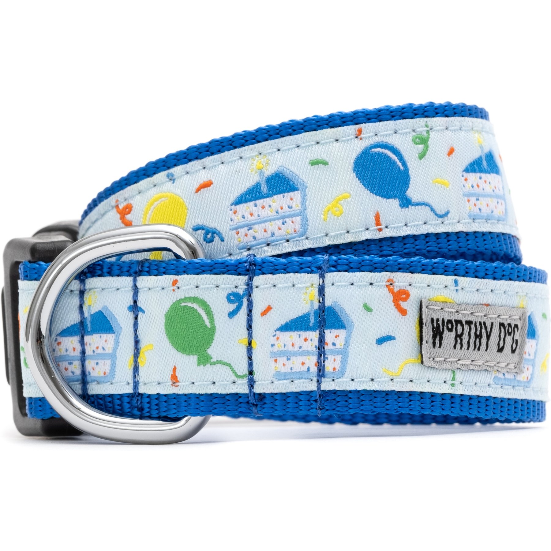 The Worthy Dog Birthday Dog Collar, Blue, Small: 8 to 14-in neck, 5/8-in wide