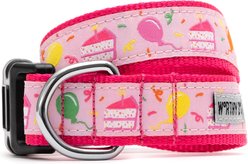 The Worthy Dog Birthday Dog Collar, Pink, Medium: 11 to 17-in neck, 1-in wide