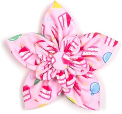 The Worthy Dog Birthday Girl Flower Dog Collar Accessory, Pink, Large