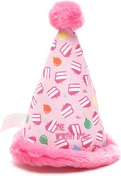The Worthy Dog Birthday Hat Squeaky Plush Dog Toy, Pink slide 2 of 3