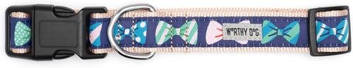 Show full view: The Worthy Dog Bow Ties Dog Collar, Navy, X-Small: 5 to 11-in neck, 1/2-in wide slide 2 of 3