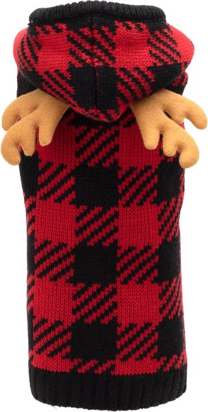 Show full view: The Worthy Dog Buffalo Moose Dog Hoodie, Red/Black, Large slide 1 of 4