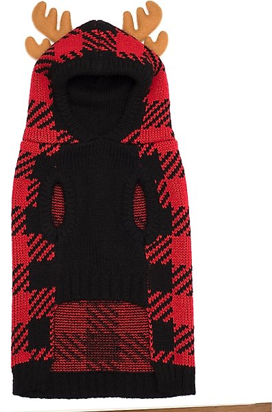 Show full view: The Worthy Dog Buffalo Moose Dog Hoodie, Red/Black, Large slide 3 of 4