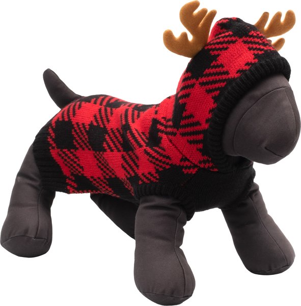 Show full view: The Worthy Dog Buffalo Moose Dog Hoodie, Red/Black, Large slide 2 of 4