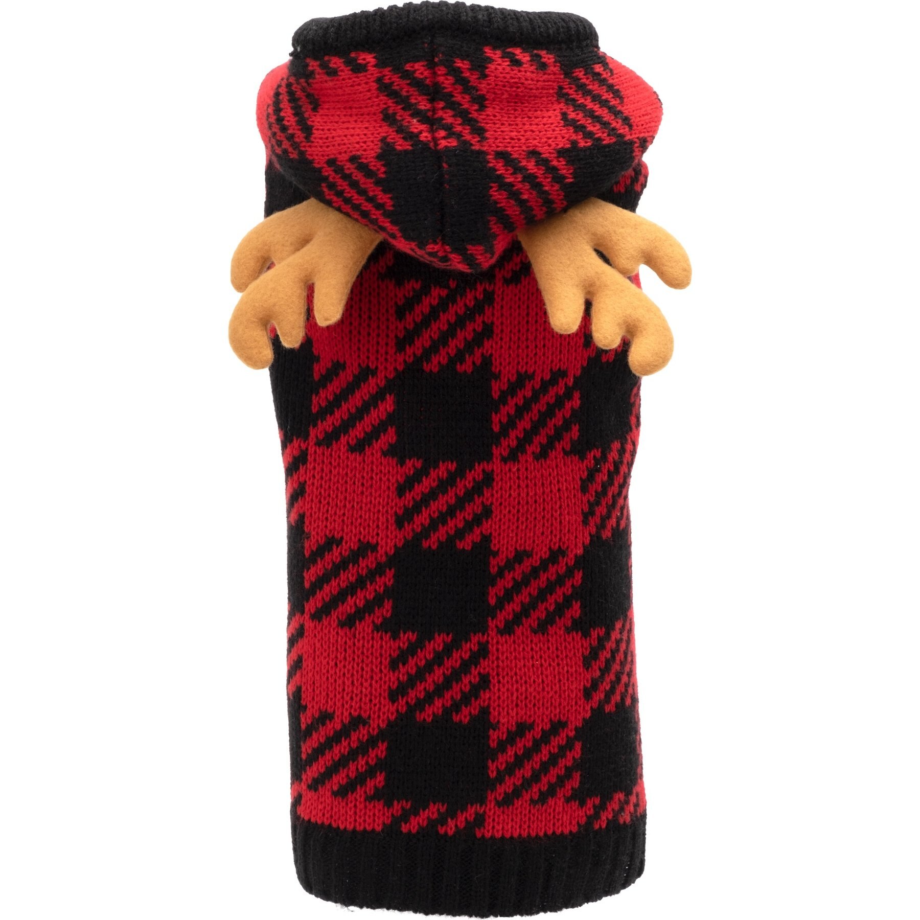The Worthy Dog Buffalo Moose Dog Hoodie, Red/Black, X-Large