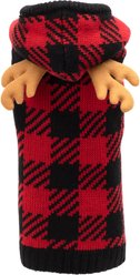 The Worthy Dog Buffalo Moose Dog Hoodie, Red/Black, X-Small