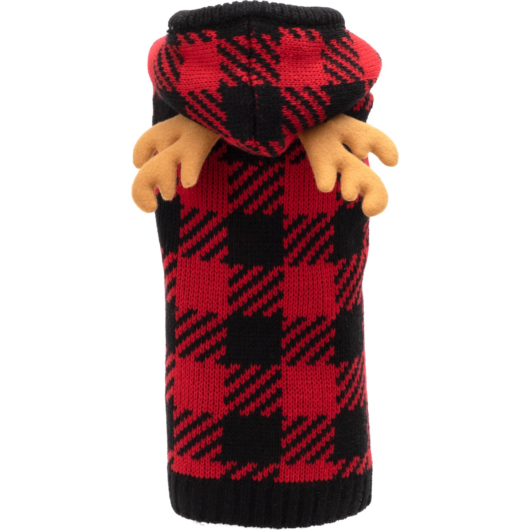 The Worthy Dog Buffalo Moose Dog Hoodie, Red/Black, X-Small