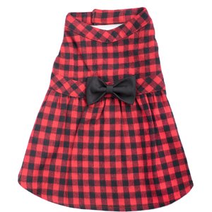The Worthy Dog Buffalo Plaid Dog Dress, Red/Black, Medium