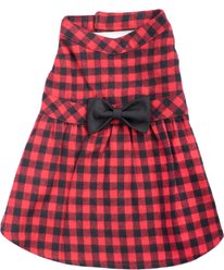 The Worthy Dog Buffalo Plaid Dog Dress, Red/Black, X-Small