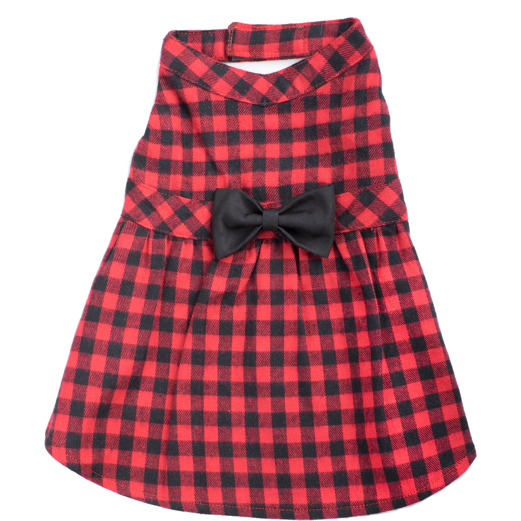 The Worthy Dog Buffalo Plaid Dog Dress, Red/Black, X-Small