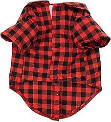 The Worthy Dog Christmas Buffalo Plaid Dog Shirt, Red/Black, Large slide 2 of 3