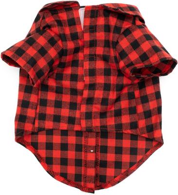 Show full view: The Worthy Dog Christmas Buffalo Plaid Dog Shirt, Red/Black, Medium slide 4 of 4