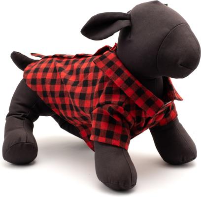 Show full view: The Worthy Dog Christmas Buffalo Plaid Dog Shirt, Red/Black, Medium slide 3 of 4