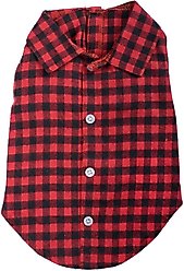 The Worthy Dog Christmas Buffalo Plaid Dog Shirt, Red/Black, X-Large