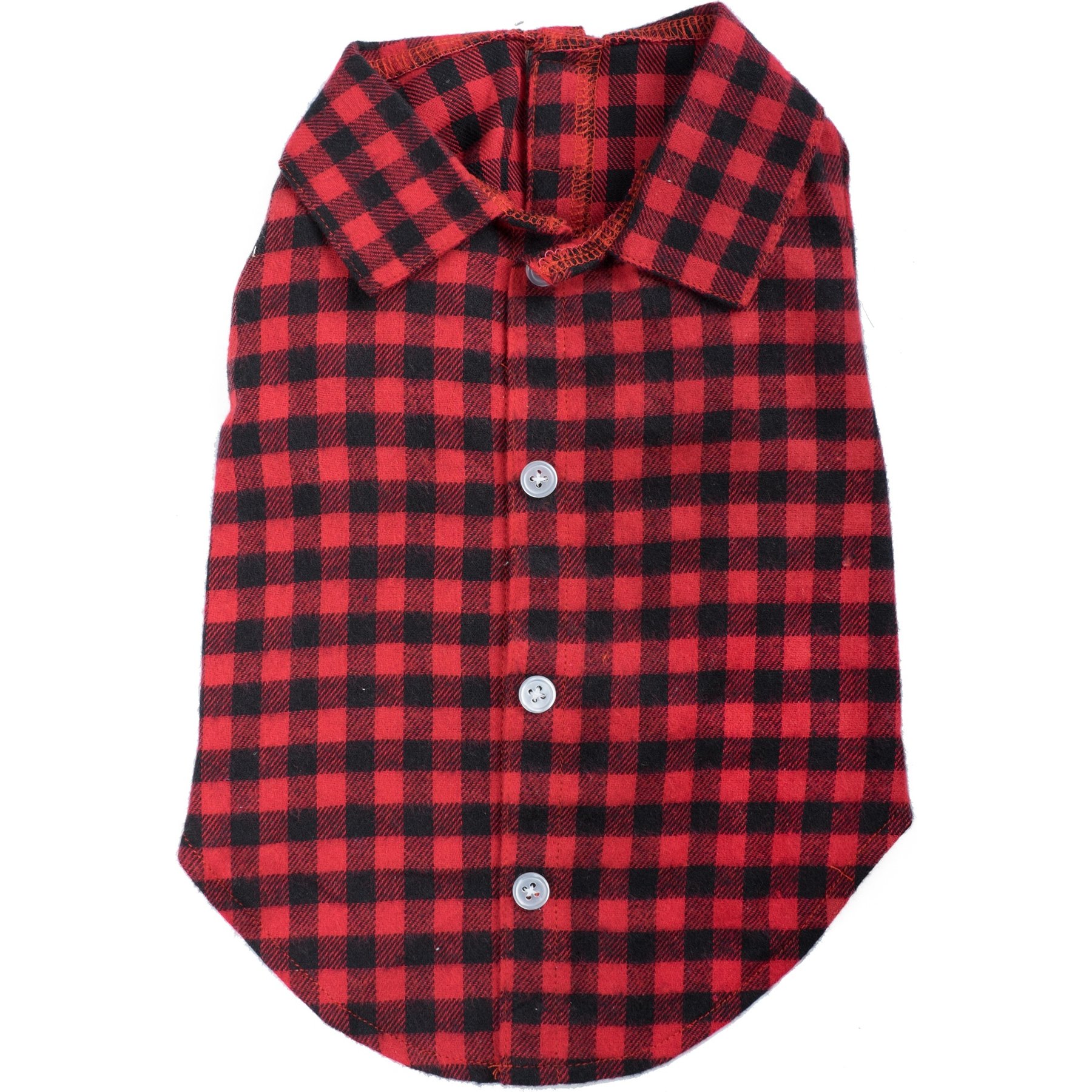 The Worthy Dog Christmas Buffalo Plaid Dog Shirt, Red/Black, X-Large
