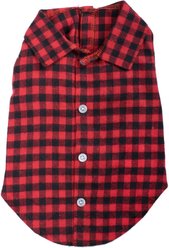 The Worthy Dog Christmas Buffalo Plaid Dog Shirt, Red/Black, X-Small