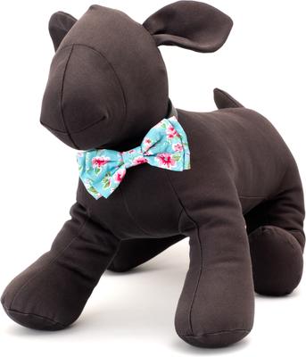 Show full view: The Worthy Dog & Cat Watercolor Floral Dog & Cat Bow Tie, Teal, Large slide 2 of 3