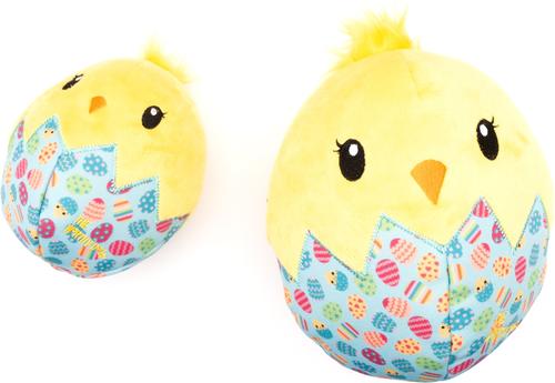 Show full view: The Worthy Dog Chick Squeaky Plush Dog Toy, Yellow, Large slide 2 of 3