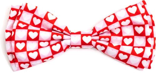 Show full view: The Worthy Dog Valentine's Day Colorblock Hearts Dog Bow Tie, Red, Small slide 1 of 3