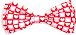 The Worthy Dog Valentine's Day Colorblock Hearts Dog Bow Tie, Red, Small