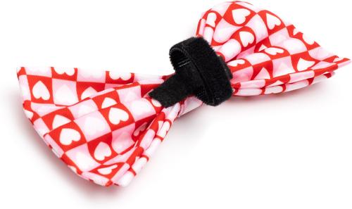 Show full view: The Worthy Dog Valentine's Day Colorblock Hearts Dog Bow Tie, Red, Small slide 3 of 3