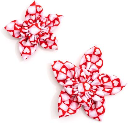 Show full view: The Worthy Dog Valentine's Day Colorblock Hearts Flower, Red, Large slide 2 of 3