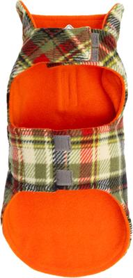 Show full view: The Worthy Dog Fargo Fleece Jacket Dog Coat, Olive Plaid, 12-in slide 2 of 5