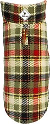 The Worthy Dog Fargo Fleece Jacket Dog Coat, Olive Plaid, 24-in