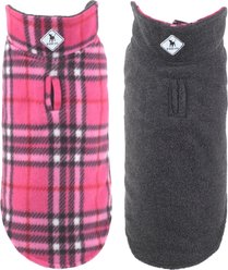 The Worthy Dog Fargo Fleece Jacket Dog Coat, Pink/Black/White, 18-in slide 1 of 2