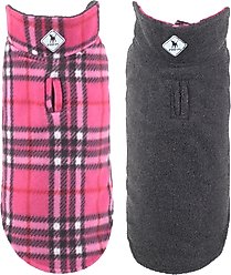 The Worthy Dog Fargo Fleece Jacket Dog Coat, Pink/Black/White, 24-in