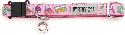 Show full view: The Worthy Dog Fashionista Cat Collar, One Size: 9 to 11-in neck, 1/2-in wide, Pink slide 2 of 3