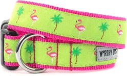 The Worthy Dog Flamingos Dog Collar, Pink, Small: 8 to 14-in neck, 5/8-in wide