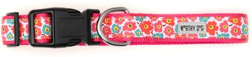 Show full view: The Worthy Dog Fleurs Dog Collar, Pink, Large: 14 to 20-in neck, 1-in wide slide 3 of 5