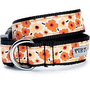 The Worthy Dog Fleurs Dog Collar, Yellow, Large: 14 to 20-in neck, 1-in wide