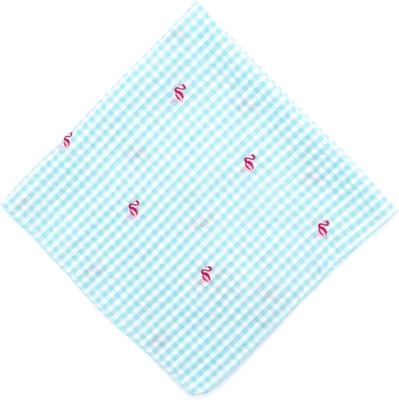 Show full view: The Worthy Dog Gingham Flamingos Dog Bandana, Aqua, Small slide 3 of 3