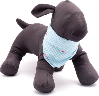 Show full view: The Worthy Dog Gingham Flamingos Dog Bandana, Aqua, Small slide 2 of 3