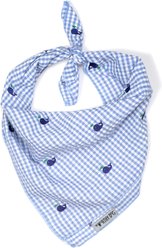 The Worthy Dog Gingham Whales Dog Bandana, Blue, Small