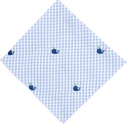 The Worthy Dog Gingham Whales Dog Bandana, Blue, Small slide 2 of 3