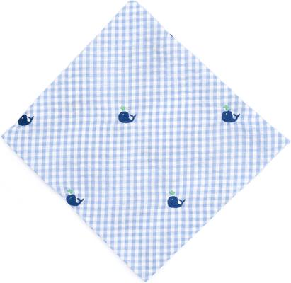 Show full view: The Worthy Dog Gingham Whales Dog Bandana, Blue, Small slide 3 of 4