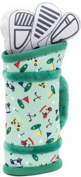 The Worthy Dog Golf Bag Squeaky Plush Dog Toy, Green